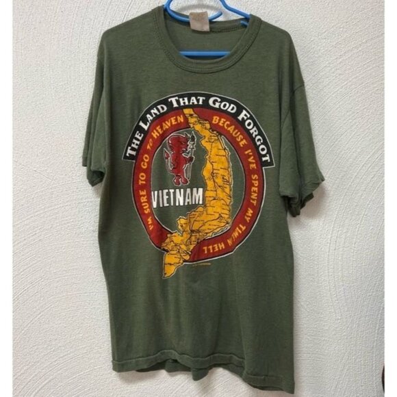 VTG 1986 Vietnam Devil Military Heaven Hell MTF USA Single Stitch Tee sz Medium - Picture 1 of 6